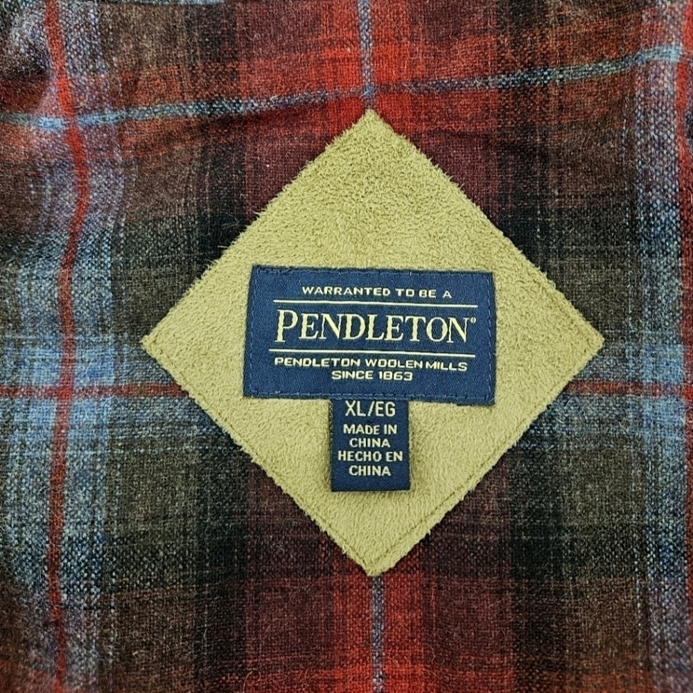 Pendleton Burgundy Plaid Sherpa Zip Up Jacket XL - Picture 5 of 10